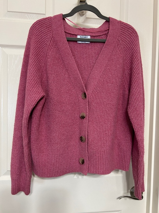 Old Navy Sweaters - Old Navy Women's Rose Pink Ribbed Button Cardigan Soft Sustainable Recycled